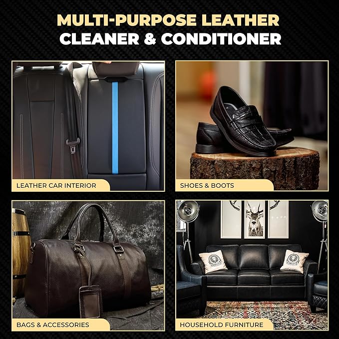 Nexgen Car Leather Cleaner and Conditioner Set - Quick Spray Car Seat Conditioner and Leather Restorer - Gentle Liquid Formula, Multi-Purpose Cleaner for Cars, Couch, Boots, Purses, and More