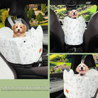 Cullaby Center Console Small Dog Car Seat Portable Puppy Booster Armrest Carseat, Anti-Collapse Comfort Car Travel with Washable Fluffy Cushion and Pillow (Off White, Extar Small armrest lid)
