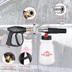 FENG PAI Foam Cannon with Pressure Washer Gun and Dual Connector, 3-in-1 Short Lance Accessory for Snow Foam Cannon, Power Washer Blaster Kit for Car Washing and Cleaning, Sprayer Bottle 1L 4000 PSI