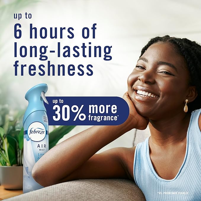 Febreze Air Mist, Air Freshener Spray, Odor Fighting Room Spray, Deodorizer for Home Bathroom Kitchen Office Apartment Dorm Room Classroom, Heavy Duty Crisp Clean Scent, 8.1oz (Pack of 3)