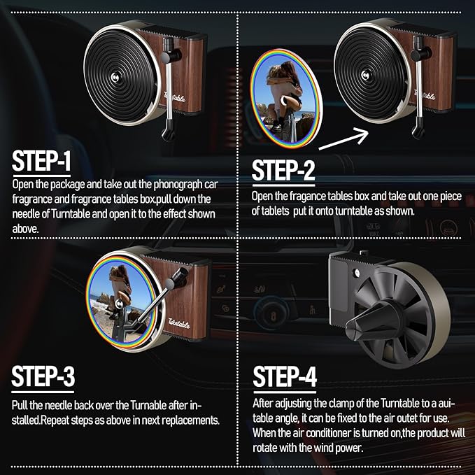 WOCOCN Customized Photo Car Air Freshener, Double-Sided Record Player Design, Unique Turntable Vinyl Shape,Meaning Gifts for Dad, Mom, Friends, Colleagues（9pcs）