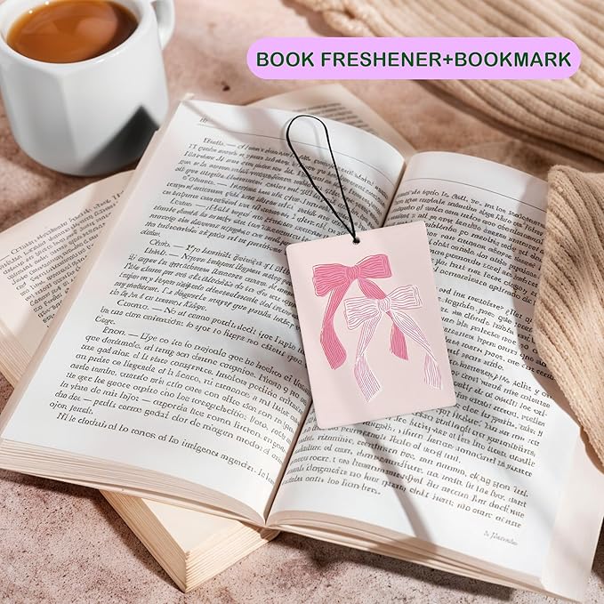Cute Pink Bow Car Air Freshener, Coquette Pink Ribbon Girly Air Freshener Hanging 3 Pcs for Cars Closet Drawer or Books, Cute Girly Preppy Car Accessories Mirror Decor for Women