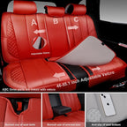 CAR PASS Nappa PU Leather Car Seat Covers Full Set Waterproof Protector Durable Cushioned,Universal Fit for Sedan SUV Pick-up Truck,Anti-Slip Luxury Premium Deluxe(Red)
