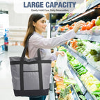 Pickmesh 6 Pcs Large Insulated Cooler Bag with Thermal Foam Insulation, Gray, Grocery, Travel, Beach, Pizza Delivery, Food Packaging, Tailgate Parties, Catering