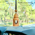 2 Pack Hanging Car Air Freshener Diffuser, Refillable Glass Bottle with Wooden Cap, Long Lasting Drift Car Air Freshener for Essential Oils - Car Fresheners, Car Accessories-A6