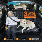 Dog Car Seat Cover for Back Seat, Waterproof Back Seat Covers for Dogs, PU Leather Nonslip Bench Car Seat Protector Universal Fit Most Vehicles,SUVs,Small Trucks（Black,Standard）