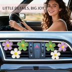 6pcs Flowers Car Decor,Cute Car Air Freshener Vent Clips,White Green Purple Daisy Air Vent Clip Accessories for Women,3cm/2.7cm Refillable Daisy Decor Diffuser