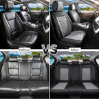 Car Seat Covers Full Set Fit for Toyota Avalon 2001-2022, Premium Faux Leather Car Seat Protector,Breathable Anti-Slip Full Wrapping Edge Seat Covers(Black&Gray,Full Set)