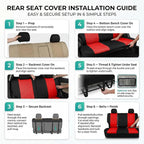 FH Group Automotive Rear Car Seat Covers for SUV, Trucks, Sedan and More - Universal Fit Front High Back & Rear Solid Bench Design Interior Accessories - 3D Mesh Fabric Center Panel - Red