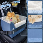 PETSFIT Dog Car Seats for Small Dogs–Patented Safety Buckles–Safety Tether–Foldable Travel Dog Booster Car Seat Reduces Anxiety & Road Trips–Stable Frame, Soft Cushion, Fits Front/Back Seat(Navy Blue)