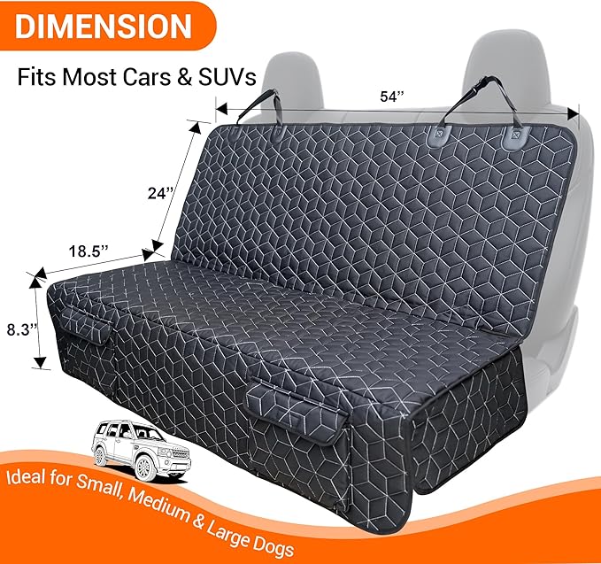Bench Dog Car Seat Covers for SUV, Waterproof Dog Seat Cover for Back Sea, Dog Seat Cover Protector for Suvs,Cars,Trucks, Heavy Duty Non-Slip Split Bench, Pet & Kid Proof (52" W)
