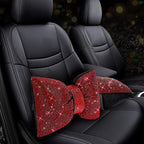 2 PCS Bling Car Pillows,Rhinestones Bowknot Car Headrest Pillow,Car Neck Pillow for Driver Relax Necksupport,Sleeping Travel Support Neck Pillow,Shiny Diamond Interior Accessories for Women,Red