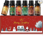 Winter Essential Oil Set, Essential Oils for Diffusers for Home, Fragrance Oil Gift Set | Gingerbread, Candy, Christmas Tree, Spice, Cranberry, Apple Cider | Aromatherapy, Candle & Soap Making