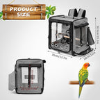 Suertree Bird Carrier with Seat Belt for Car Travel, Bird Backpack Carrier with Indestructible Stainless Steel Mesh, Large Bird Carrier Travel Cage, Grey