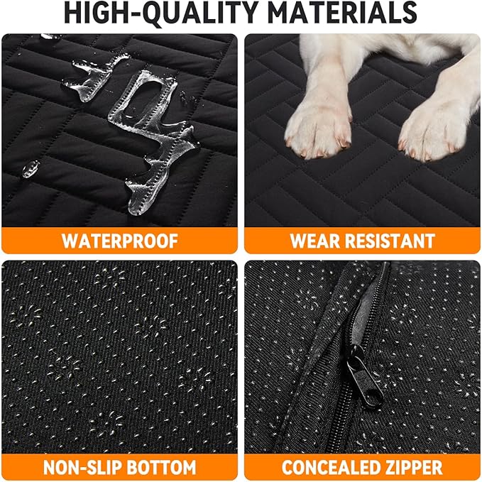 YJGF Dog Mat for Back Seat Extender for Dogs,Dog Bed for Car,Hard Bottom Car Seat Cover for Dogs,Pet Cover for Hammock for Car (Black, for car Back seat Extender)