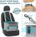 PETSFIT Dog Car Seats for Small Dogs – Patented Safety Buckles – Safety Tether – Foldable Travel Dog Booster Car Seat Reduces Anxiety & Road Trips – Stable Frame, Soft Cushion, Fits Front/Back Seat