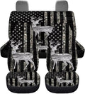 KEIAHUAN Car Seat Covers Full Set of 4 American Flag Deer Camo Hunting Breathable Comfort Auto Interior Seat Protector Front Back Universal Fits Most Cars, Vans, SUVs, Trucks