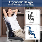 Lumbar Support Pillow for Office Chair, Back Support Pillow with Memory Foam, Relieves Back Pain, Removable Washable Cover & Adjustable Strap, for Car/Gaming Chair,Gift-Navy Blue