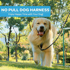 FURRYFECTION Plaid Dog Harness for Large Dogs, Reflective No Pull Adjustable Pet Vest with Front Clip, Leash, Easy Control Handle and Seat Belt, Blue&White, XL