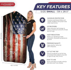 Autoamerics 1-Piece Windshield Sun Shade Grunge American Flag - 2 USA Design - Foldable Car Front Window Sunshade for Most Sedans SUV Truck - Blocks Max UV Rays and Keeps Your Vehicle Cool - Small
