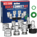 McKillans® M22-15mm Pressure Washer Quick Connect Kit, M22-15mm to 3/8" Male Female Quick Disconnect Kit for Power Washer (Stainless Steel)