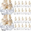 Zubebe 250 Pcs Hanging Car Diffuser Bottles Bulk, 5 Styles Empty Glass Refillable Air Freshener Bottles with Wooden Cap for Perfume Essential Oils Fragrance Aromatherapy Ornament, 8ml 10ml