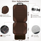 Sinvitron Car Seat Protector for Child Car Seat, Waterproof Car Seat Cover for Leather and Fabric Seats, 2 Mesh Pockets, Non-Slip Bottom, Thick Padding Cushion(1 Pack, Brown)