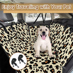 Waterproof Dog Car Seat Cover for Back Seat - Durable, Scratch Proof Pet Hammock with Nonslip Design & Storage Pockets, Fits Cars, SUVs, Trucks- S, Leopard/Black