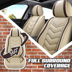 Car Seat Covers for Cadillac CTS 2003-2019, Premium Nappa Leather Car Seat Cover, Stylish Sport Seat Covers， Automobile Seat Cover Sets.(Standard 5 Seats/Beige)