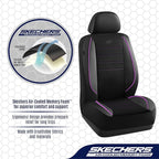 Skechers Air-Cooled Memory Foam Seat Covers,Mesh Thick Car Seat Covers,Piping Leather Car Seat Covers Front Seats,Airbag Compatible,Automotive Comfort Universal FitMost Cars,Vans,Truck,SUV,Purple