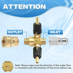 JOEJET Downstream Injector for Pressure Washer, Adjustable Dual Barb Chemical Injector Kit with 3/8 Inch Quick Connect, 3-5 GPM, 4500PSI