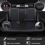 CAR PASS Luxury Nappa Leather Seat Covers Full Set, Water Resistant Faux Leather Seat Cover with Lumbar Support, Breathable Automotive Seat Covers Universal Fit for Sedan SUV Van Truck, Black Blue