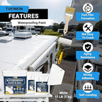 Rubber Liquid Waterproof Sealant, TUFINEIN 11 LB/5 KG White Quick Drying Multi Surface Foundation Leak Repair - Roof Gutters Basement Sealer Waterproof - Indoor & Outdoor Flexible Rubber Paint