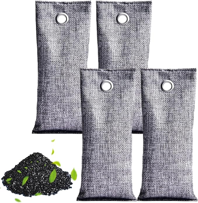 Charcoal Bags Odor Absorber, Activated Charcoal Odor Absorber Natural Bamboo Air Purifying Bags Air Freshener for Home Closet Car Office, 70g, Bamboo