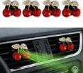 4Pcs Cherry-Shaped Car Air Freshener Vent Clips with Rhinestones, Unscented Cute Car Air Freshener for Men Women, Fragrance Diffuser Clip for Car and Truck Air Fresheners, Sparkling Decor-A10