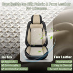 Car Seat Covers Front Seats for Toyota Corolla 2000-2019 - Cooling Ice Silk Leather Seat Cover - Ventilated 2 Seats Vehicle Seat Cushion Protector Automotive Accessories (Black&Beige)