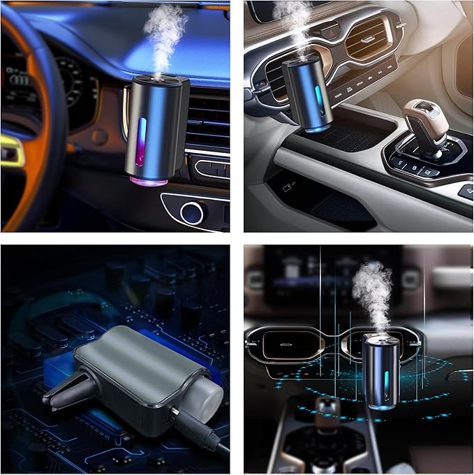 Smart Car Air Freshener Diffuser, New Aromatizante Para Carro, Smart Car Air Freshener with Three Adjustable, Air Freshener Intelligent for Office Bedroom (3pcs Hotels Oil + Diffuser)