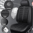 CAR PASS 3D Air Mesh Seat Covers for Car, Leather Car Seat Cover Front Seats, Breathable Foam Premium Leather Mesh Front Seat Covers Universal Fit for Cars Sedans Trucks Vans SUVs, All Black