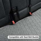 Universal Grey Anti-Slip Rear Car Seat Cover Size S - Faux Linen Bottom Bench Seat Cushion Fits Most of Vehicles Cars Truck SUV Van - Automotive Long Back Seats Protectors with Storage Pocket