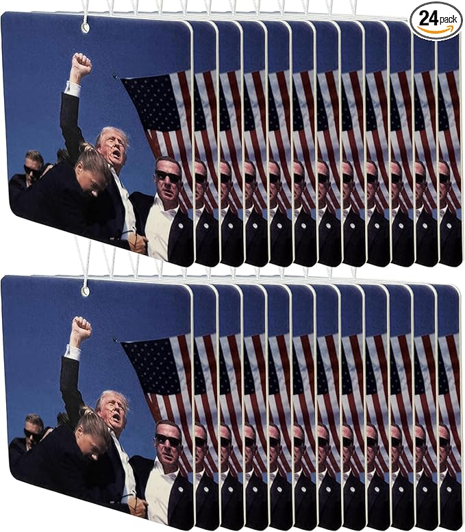 Trump Fight Car Air Freshener, Patriotic Trump Merchandise with Iconic Image, Fresh Linen Scent (24-Pack)