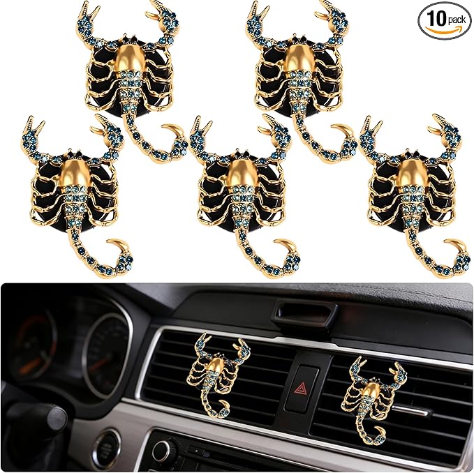 5 PCS ScorpionCar Decor, shiny Freshener Vent ClipsCar Accessories Decoration for Refillable Outlet Diffuser, Universal for Most Cars (Scorpion)