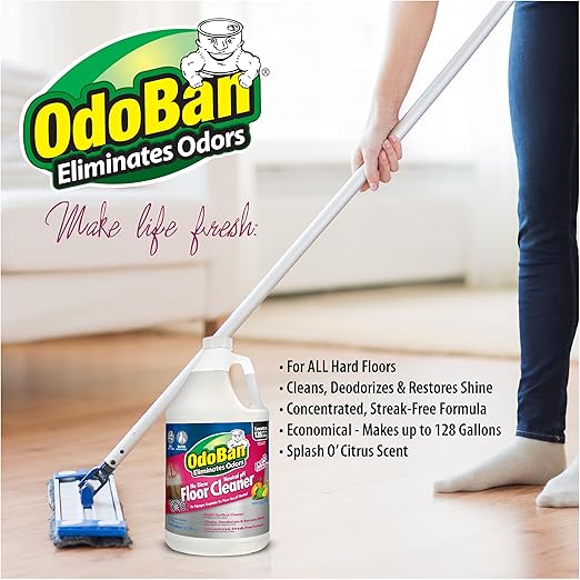OdoBan 2-Gallon Pet Floor Cleaner and 3-Pack 14oz Citrus Odor Absorbers Bundle