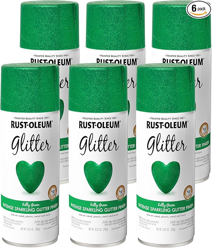 Rust-Oleum 277781-6PK Specialty Glitter Spray Paint, 10.25 Oz, Kelly Green, 6 Pack