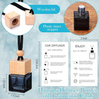 Boao 25 Sets Hanging Car Air Freshener Diffuser Bottles Empty Bulk with Car Diffuser Instruction Cards Organza Bags Glass Refillable Essential Oil Fragrance Aromatherapy Pendant (Square)