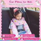 Chunful H-Shape Car Seat Pillow for Kids Car Travel Pillow for Kid Children Vehicle Sleeping Head Support Back Seat Adjustable Head Neck and Shoulder Support for Long Trips Sleeping (Unicorn)