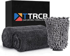 TTRCB Car Wash Kit, Car Cleaning Kit, 2PCS Car Drying Towel (36" x 24"), Car Wash Mitt, Microfiber Towels for Cars, Ultra-Absorbent, Streak Free, Car Detailing Accessories Supplies for SUV, RV, Trucks