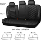 CAR PASS Bling Back Seat Cover, Waterproof Leather Bench Rear Seat Cover Shining Diamond Truck Glitter Crystal Sparkly Rhinestone Universal Fit Armrest Automotive Kid Women Girl, Black Diamond