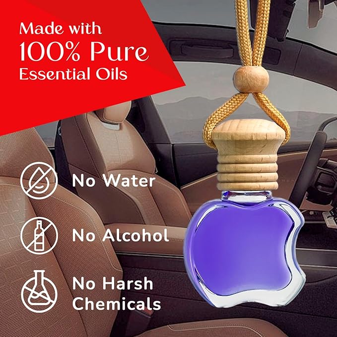 Kabod Lavender Car Air Freshener | Hanging Essential Oil Diffuser | Natural Odor Eliminator | Long-Lasting Fragrance | 10 ml