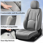 Coverado Car Seat Covers Full Set, Premium Nappa Leather Seat Covers for Car, Waterproof Car Seat Protector with Lumbar Support, Automotive Seat Covers Universal Fit for Most Cars SUV Truck(Gray)