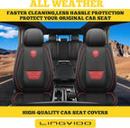 LINGVIDO Car Seat Covers for Front Seats (2 Seats) - Premium Perforated Nappa Leather,Waterproof Shield, Omni-Adapt Fit for SUVs Sedans, Ideal for Rideshare & Pets